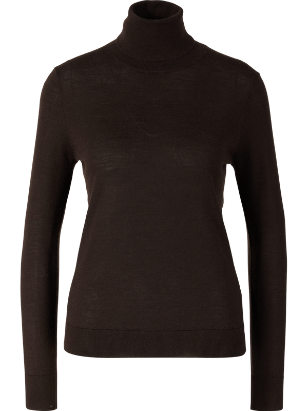 Wool, cashmere and silk jumper with a roll neck – Espresso