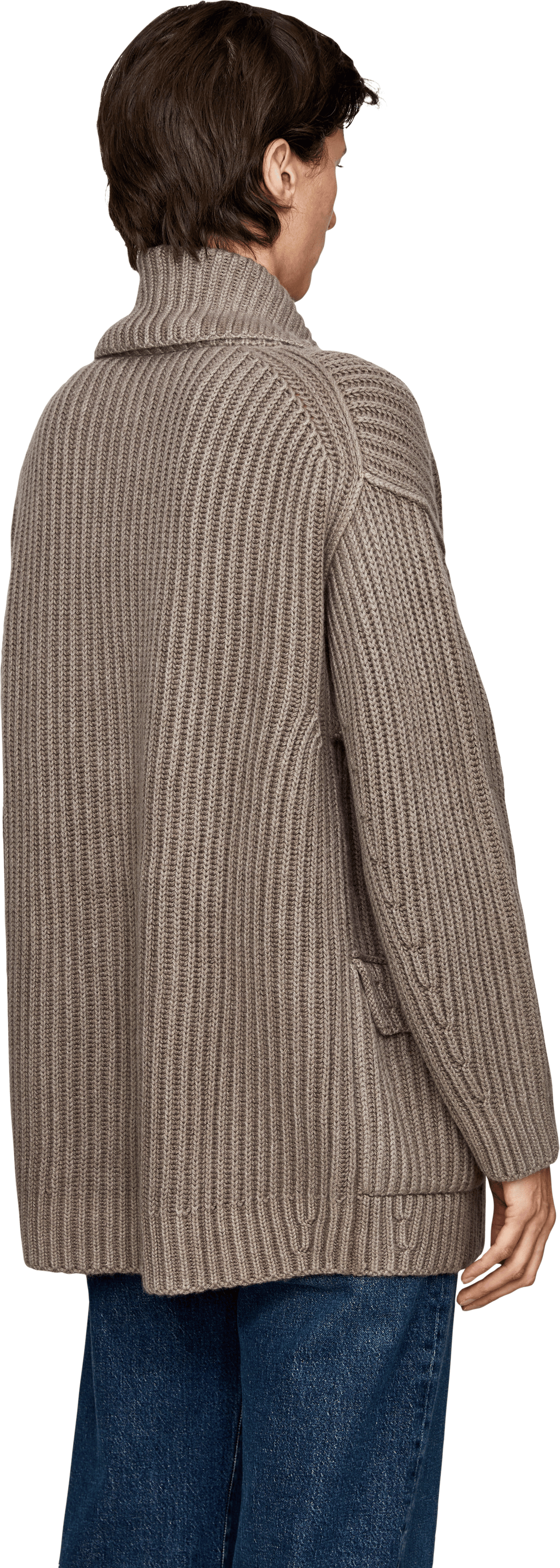 Iris von Arnim 'Panea' Cashmere Cardigan, Taupe, Stonewashed, Back view – UNGER.DE