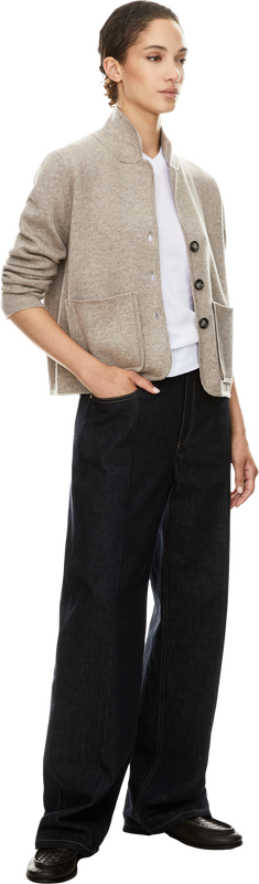 Woll-Cashmere-Strickjacke Beige