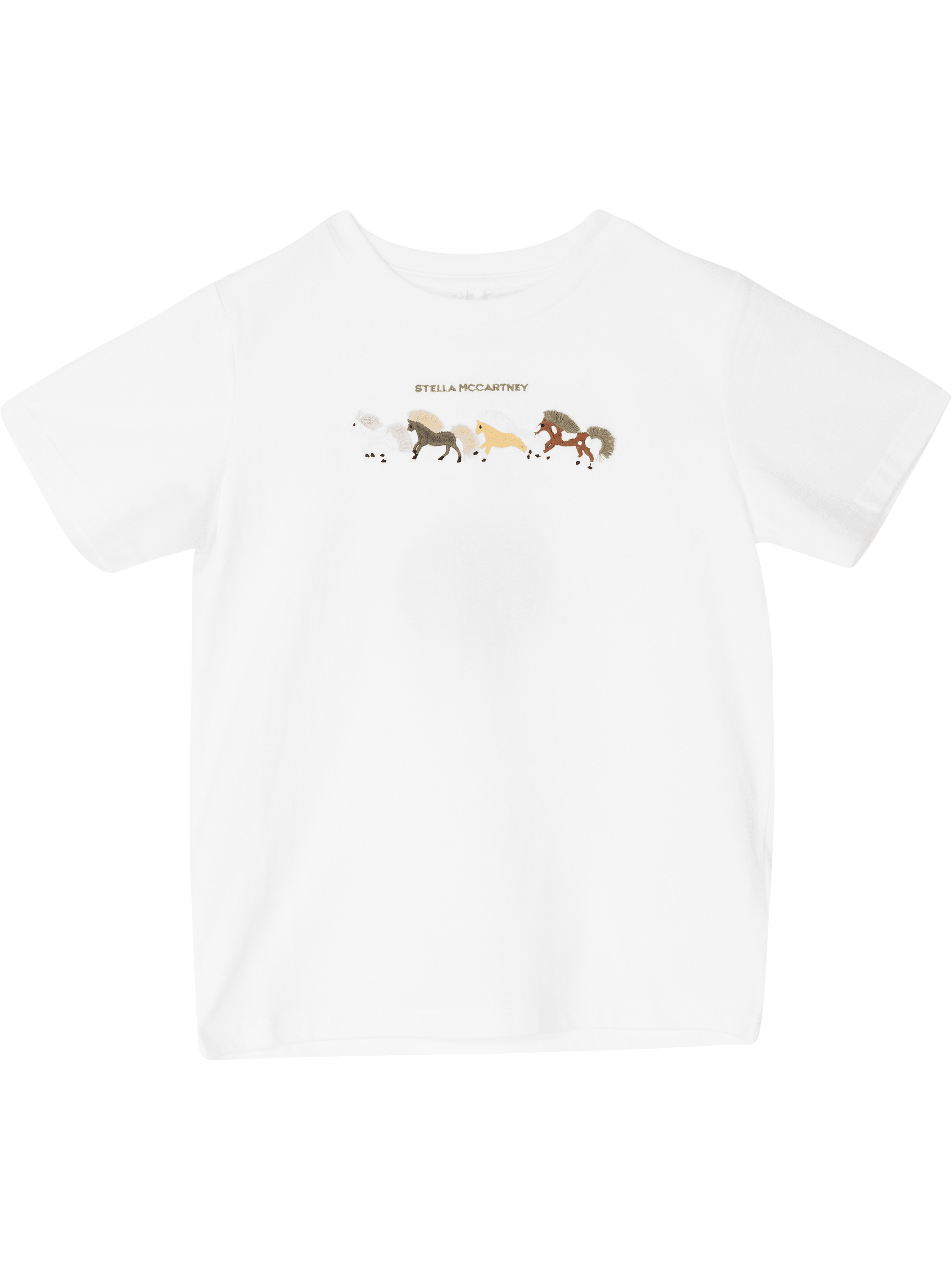 Stella McCartney Kids T-Shirt mit Pferde-Stickerei Crème, Produktansicht – UNGER.DE