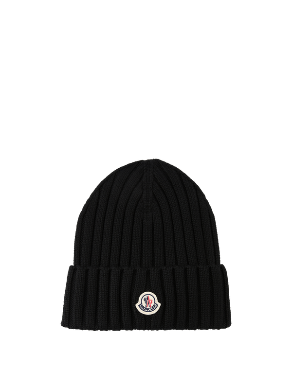 Ribbed woollen hat black