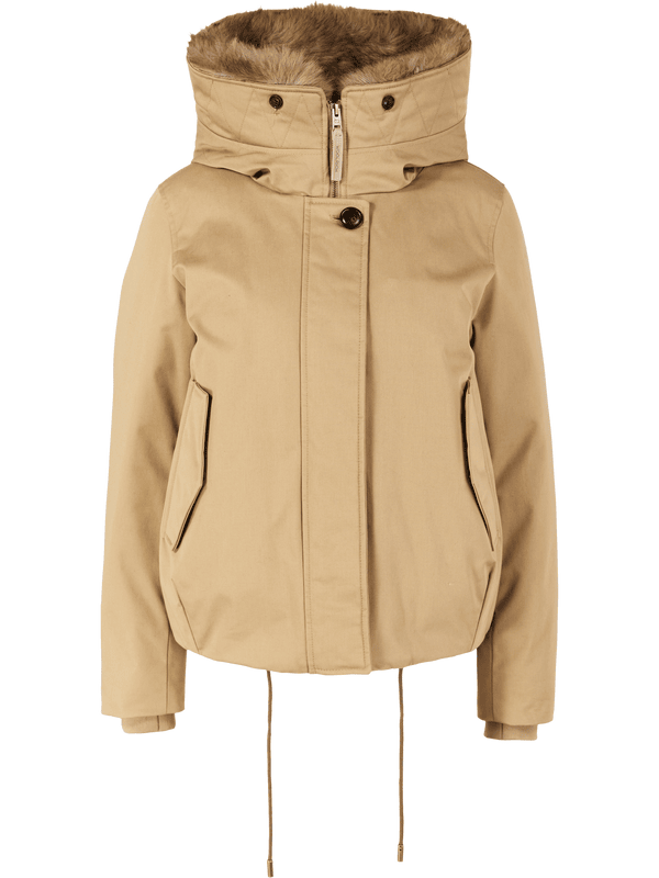 Kurze Daunenjacke mit Kapuze Beige