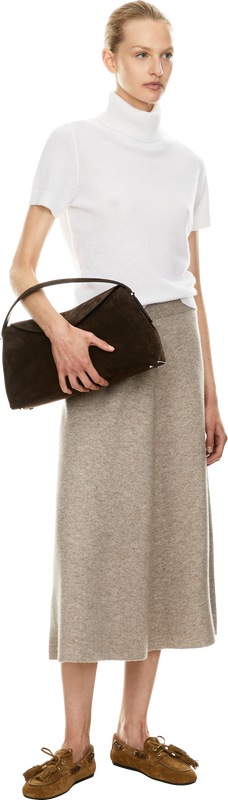 Short-sleeved cashmere roll-neck jumper white
