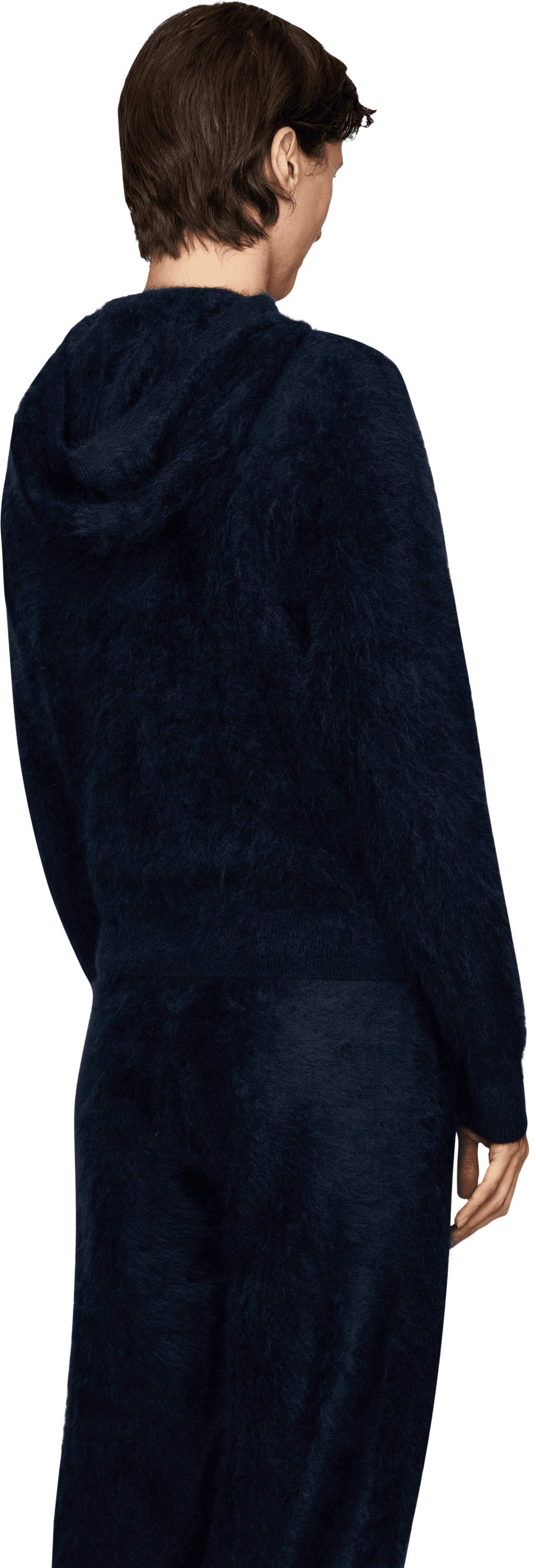 Iris von Arnim Brushed cashmere jumper 'Dabora' in navy, Back view – UNGER.DE
