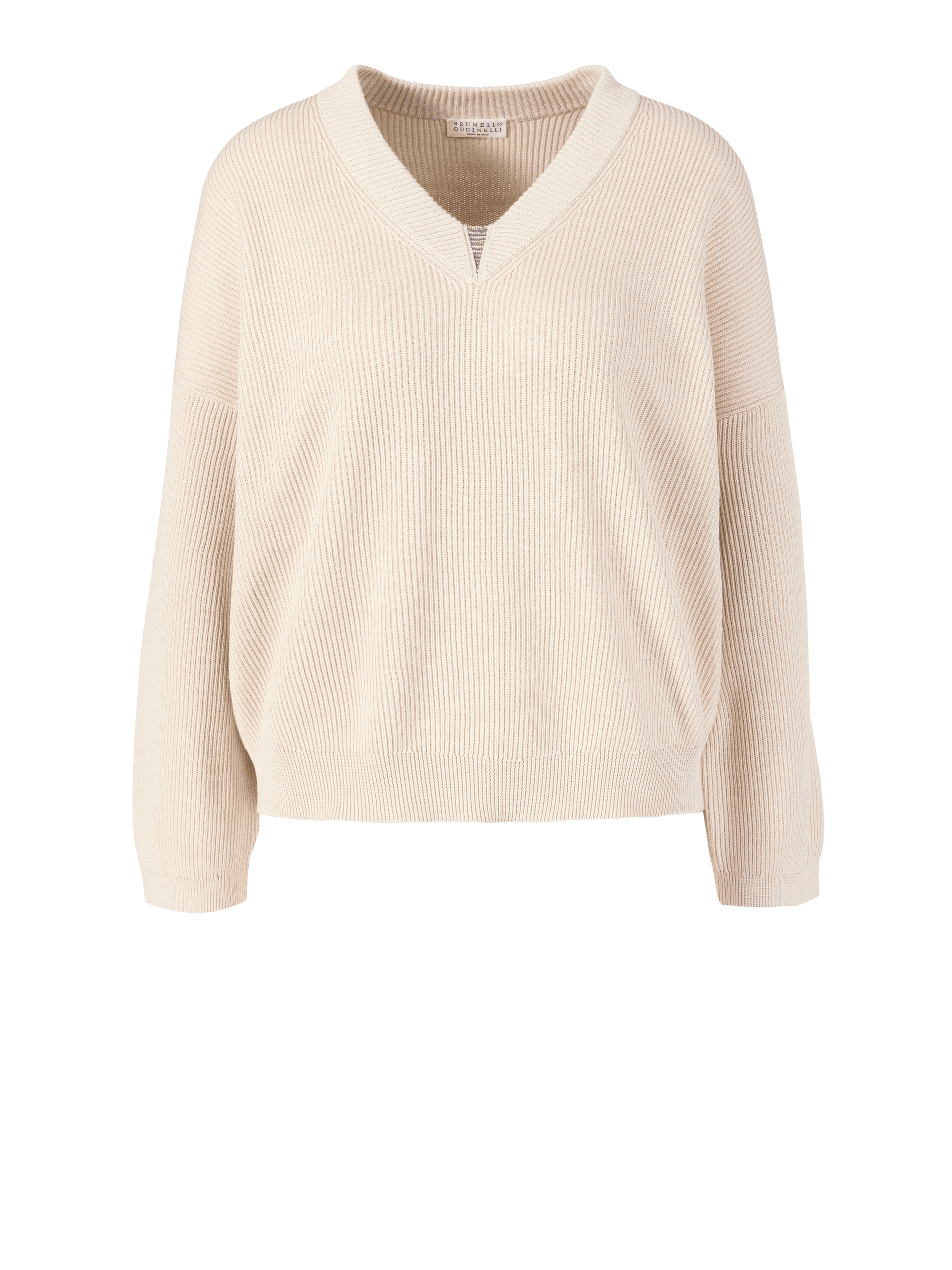 Strickpullover mit V-Ausschnitt Beige