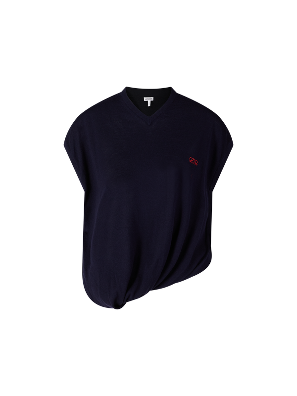Wollpullover 'Draped' Marineblau