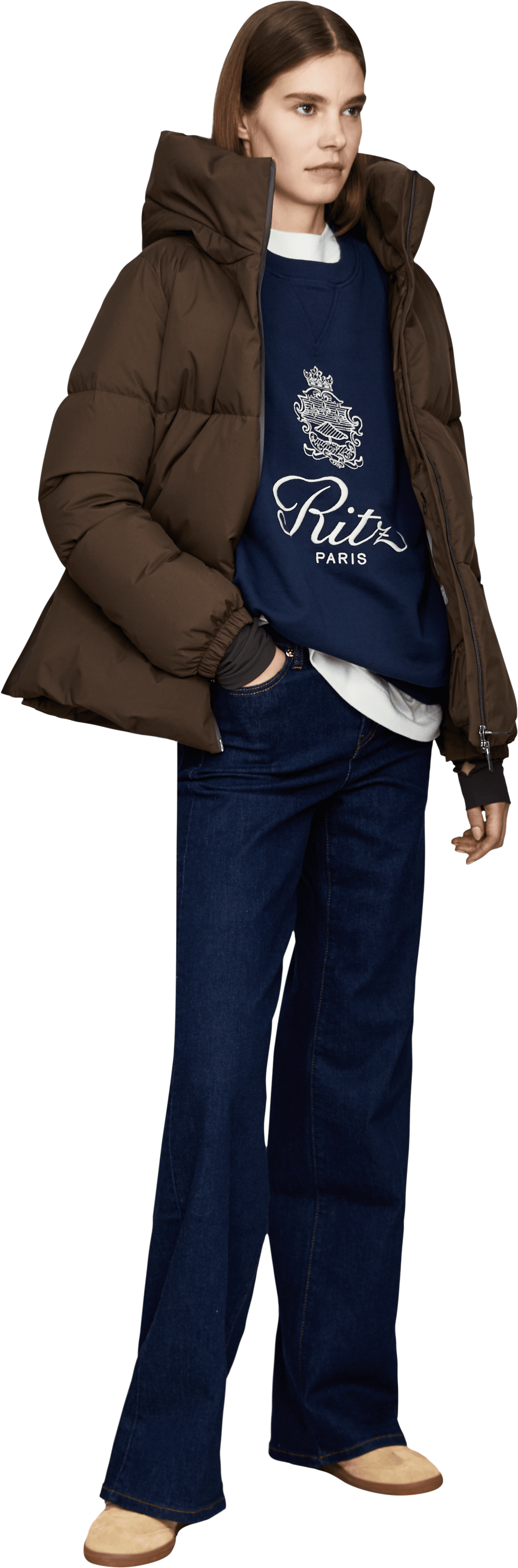 Herno Daunenjacke 'Laminar A Shape' Braun, Modelansicht – UNGER.DE