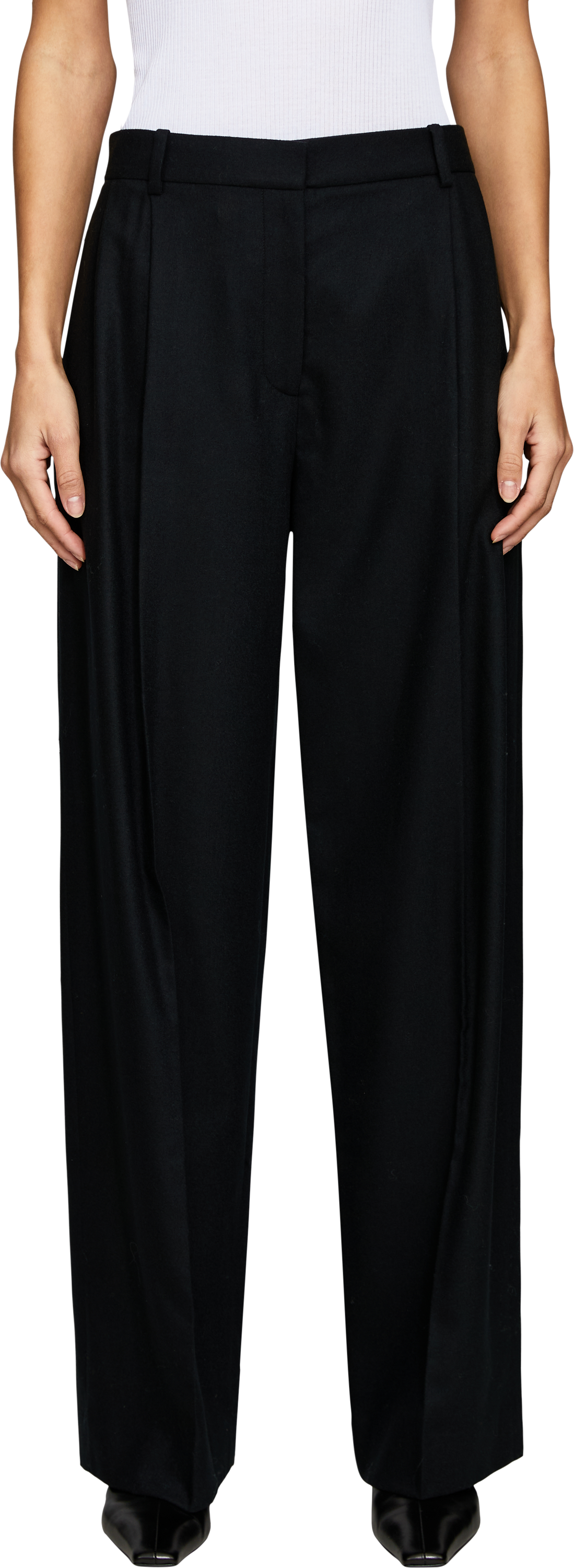 Khaite Woll-Cashmere-Hose 'August' Schwarz, Frontansicht – UNGER.DE