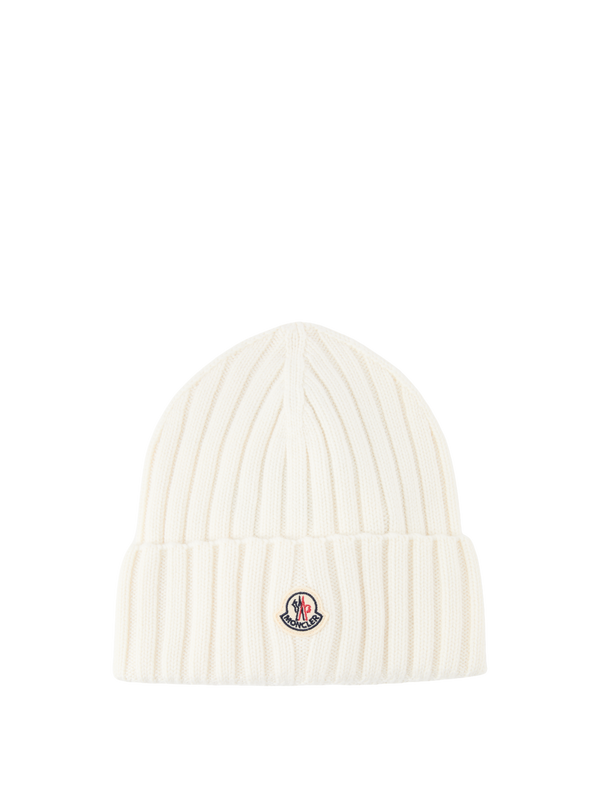 Gerippte Wollmütze Weiß