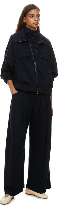 Rollkragenpullover aus Baumwolle und Seide Marineblau