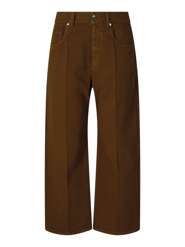 Cropped straight-fit jeans brown