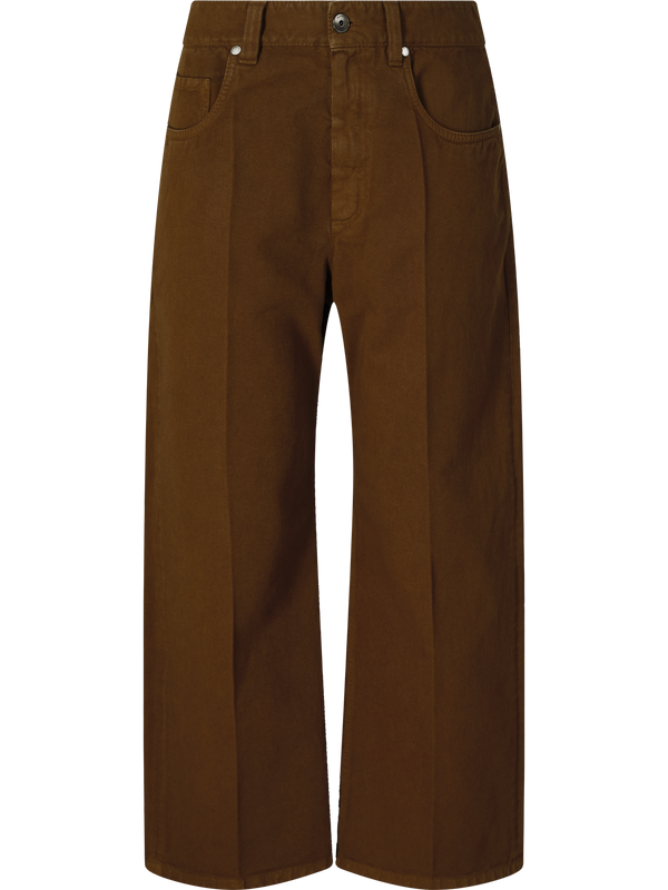 Cropped straight-fit jeans brown