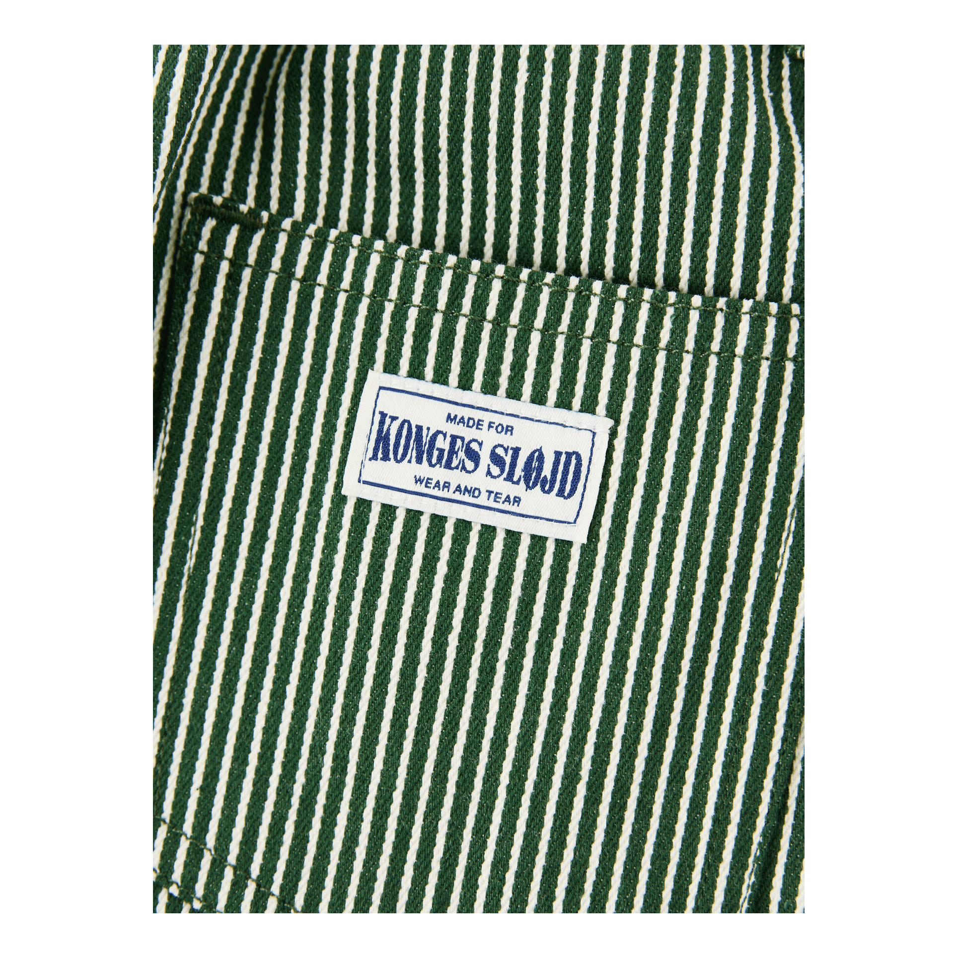 konges slojd Gestreifte Hose 'Luc' aus Baumwoll-Twill Grün, Front view – UNGER.DE