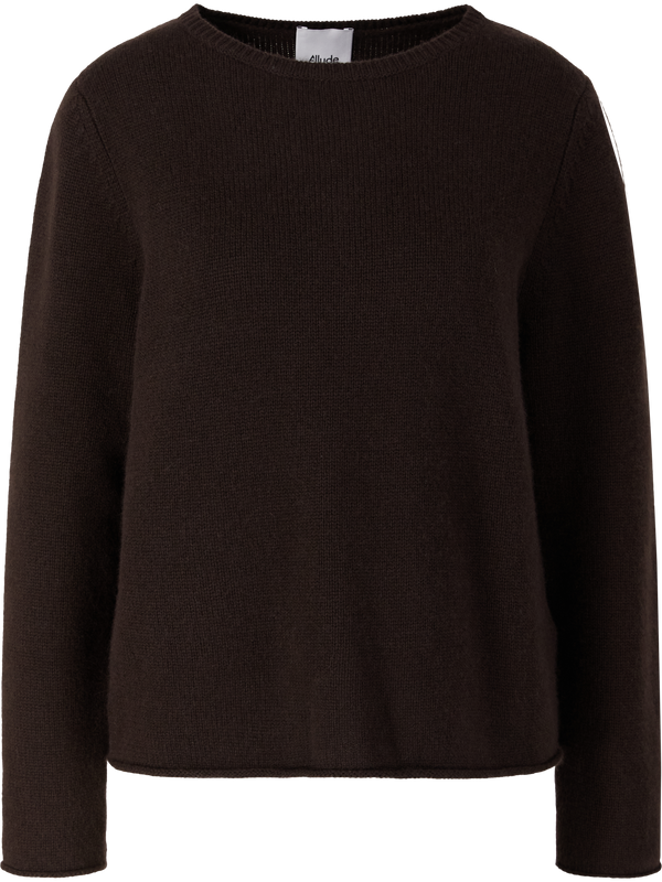 Cashmere-Pullover mit Rundhalsausschnitt Dunkelbraun
