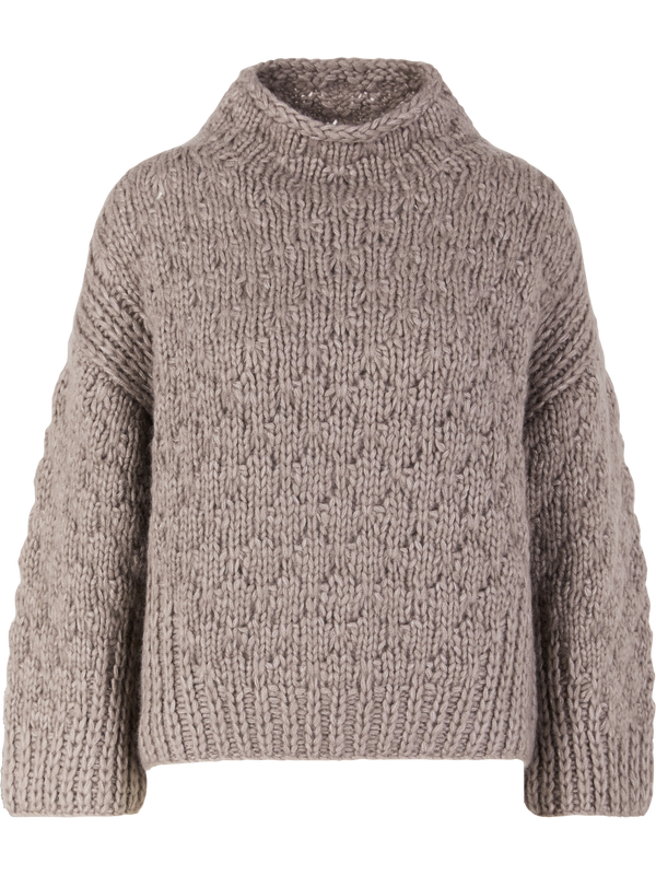 Hand-knitted 'Lunara' jumper in cashmere and silk, taupe