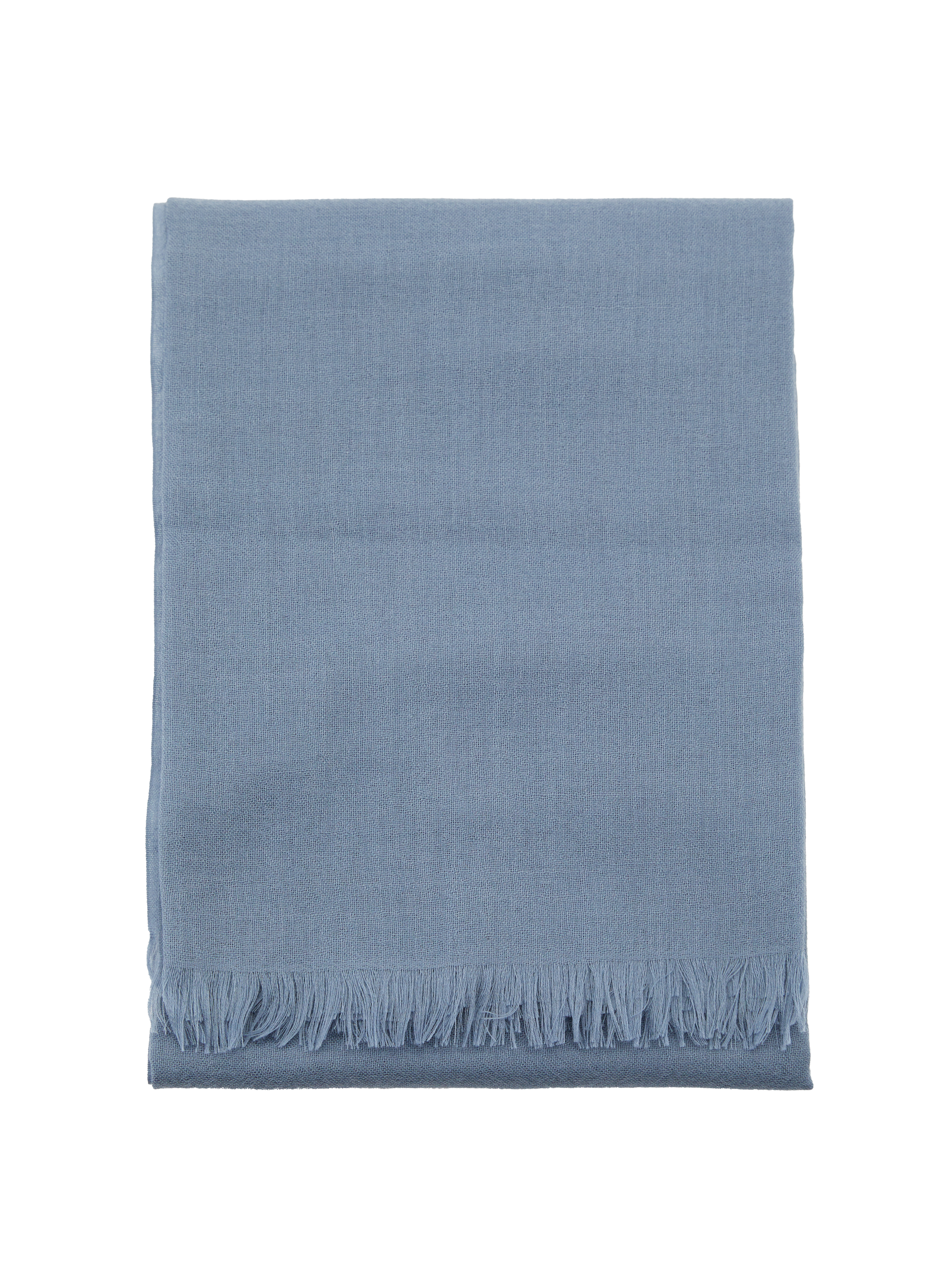 Cashmere-Seidenschal mit Fransen Mittelblau