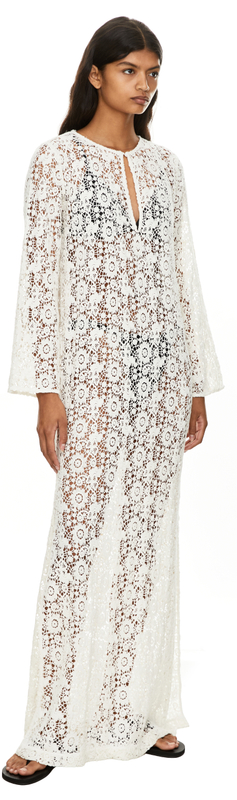 Maxikleid 'Della' aus gehäkelter Baumwolle Crème