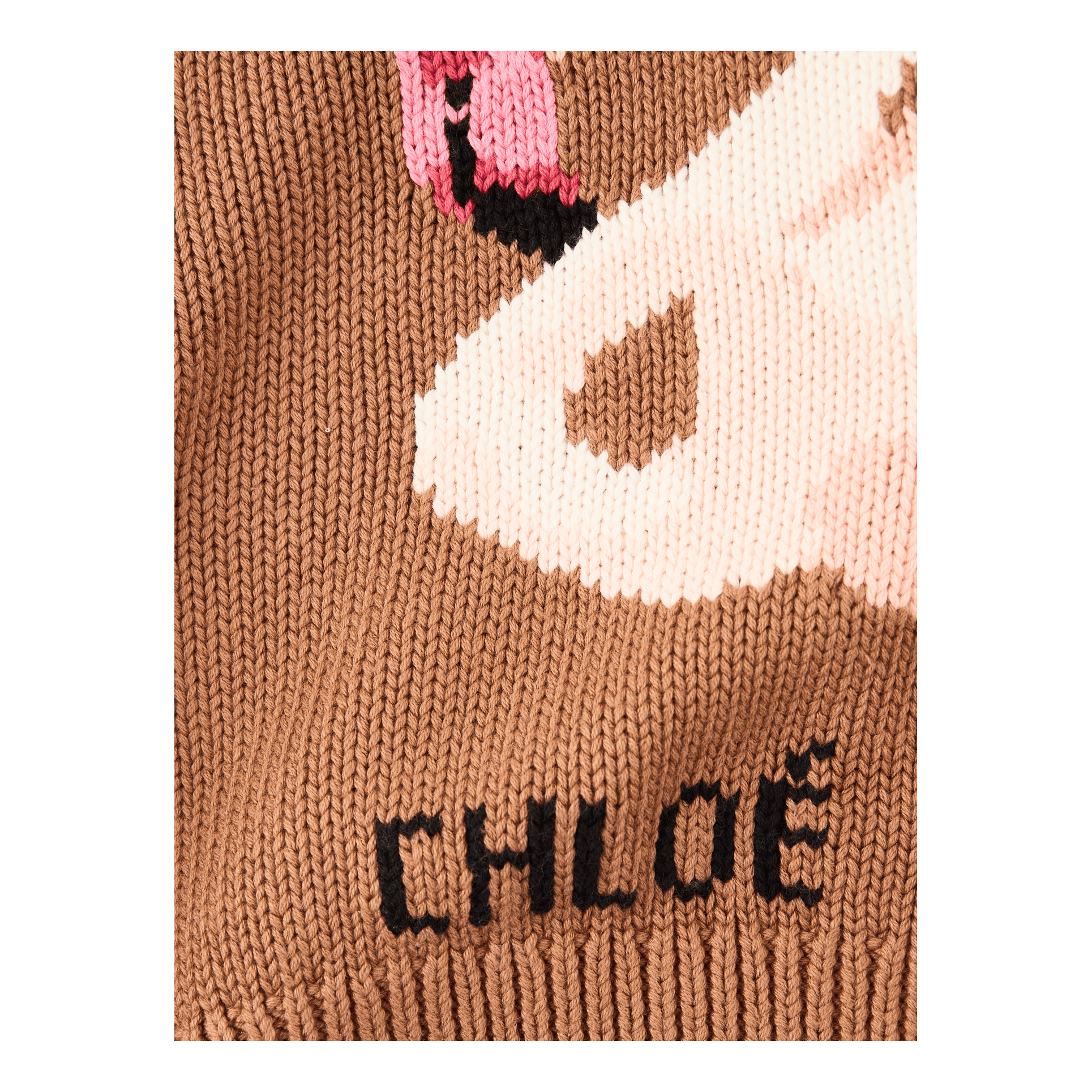 Chloé Kids Strickpullover mit Logo-Schriftzug Braun, Frontansicht – UNGER.DE