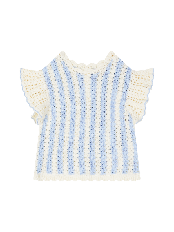 Gestreiftes Mesh-Top 'Lyse' Hellblau