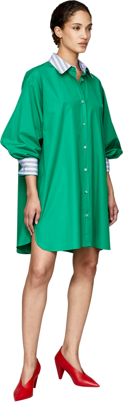 Shirt dress with embroidered logo green