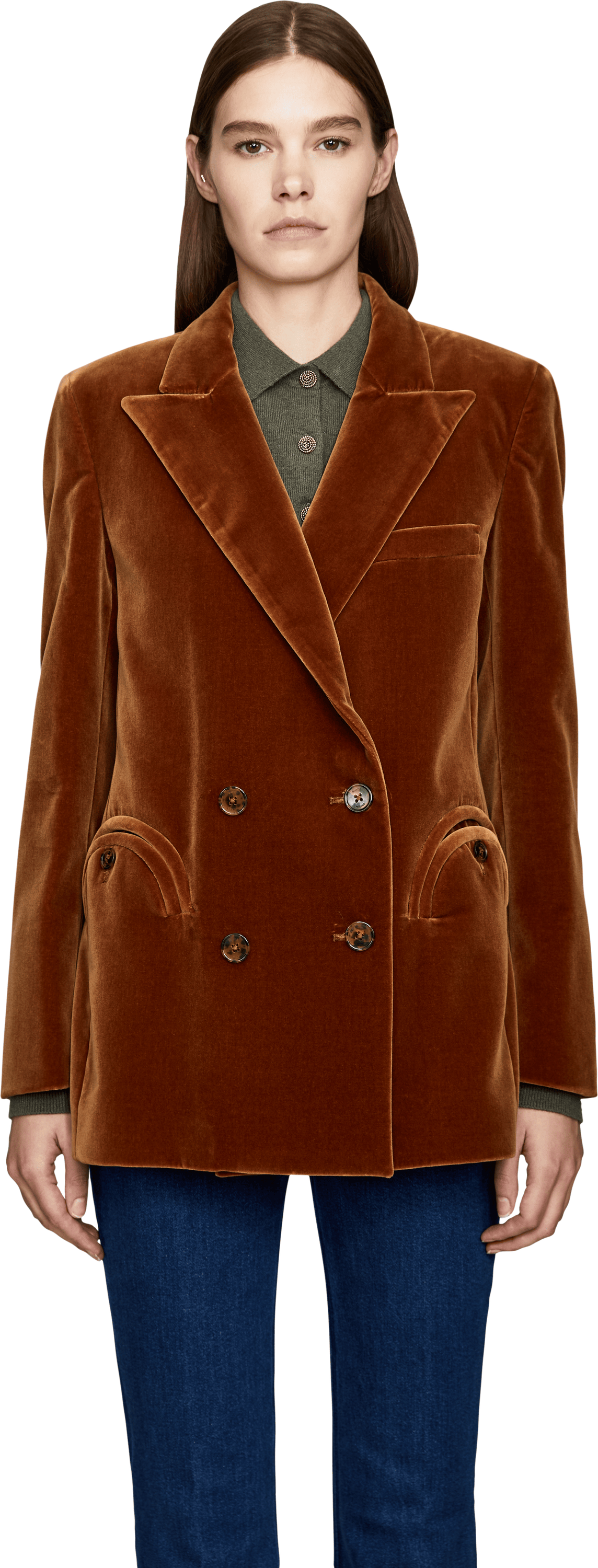 Blazé Milano Oversized Samtblazer 'Jealousy Everynight' Caramel, Frontansicht – UNGER.DE