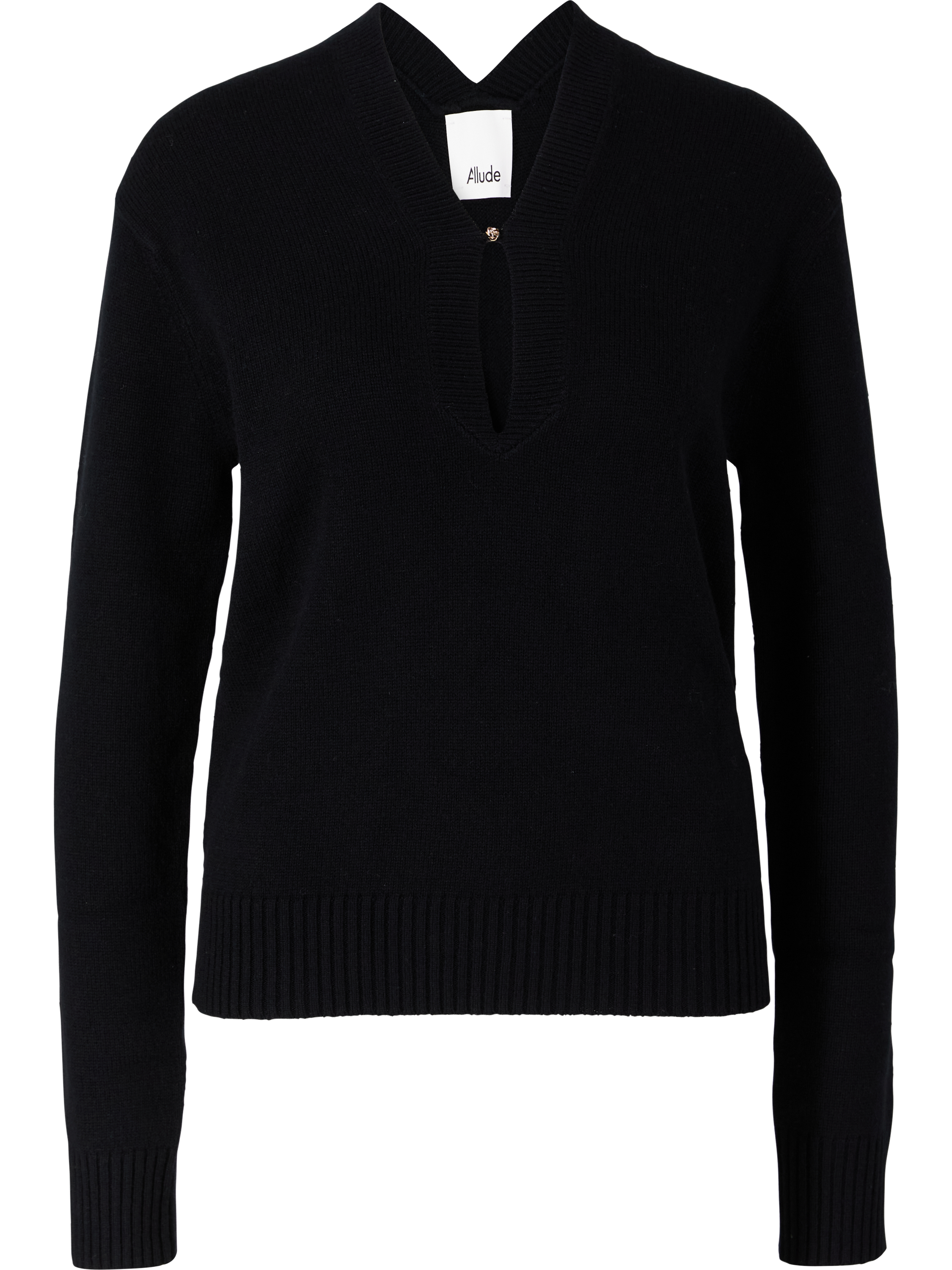Allude Woll-Cashmere-Pullover mit V-Ausschnitt Schwarz, Produktansicht – UNGER.DE