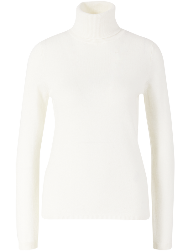 White cashmere jumper with a roll neck
