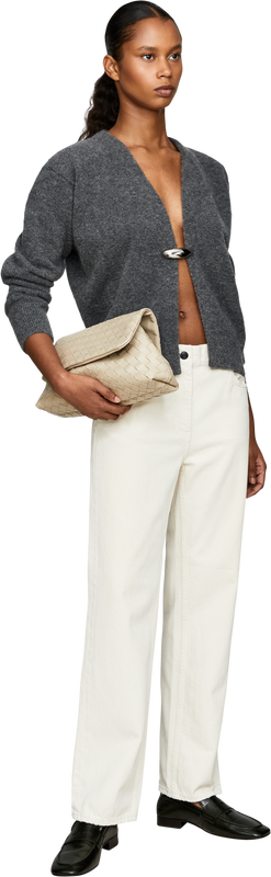 Cashmere-wool cardigan with a brooch fastening grey