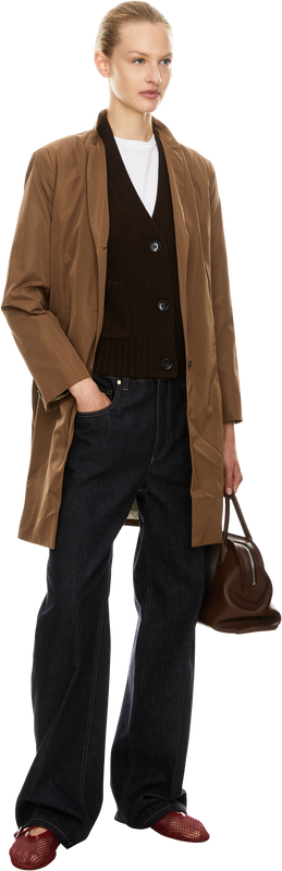 Wool-cashmere cardigan with a V-neck dark brown