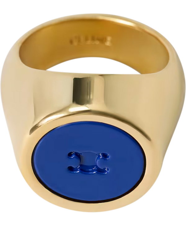 Siegelring mit Celine Paris Schriftzug Gold/Blue
