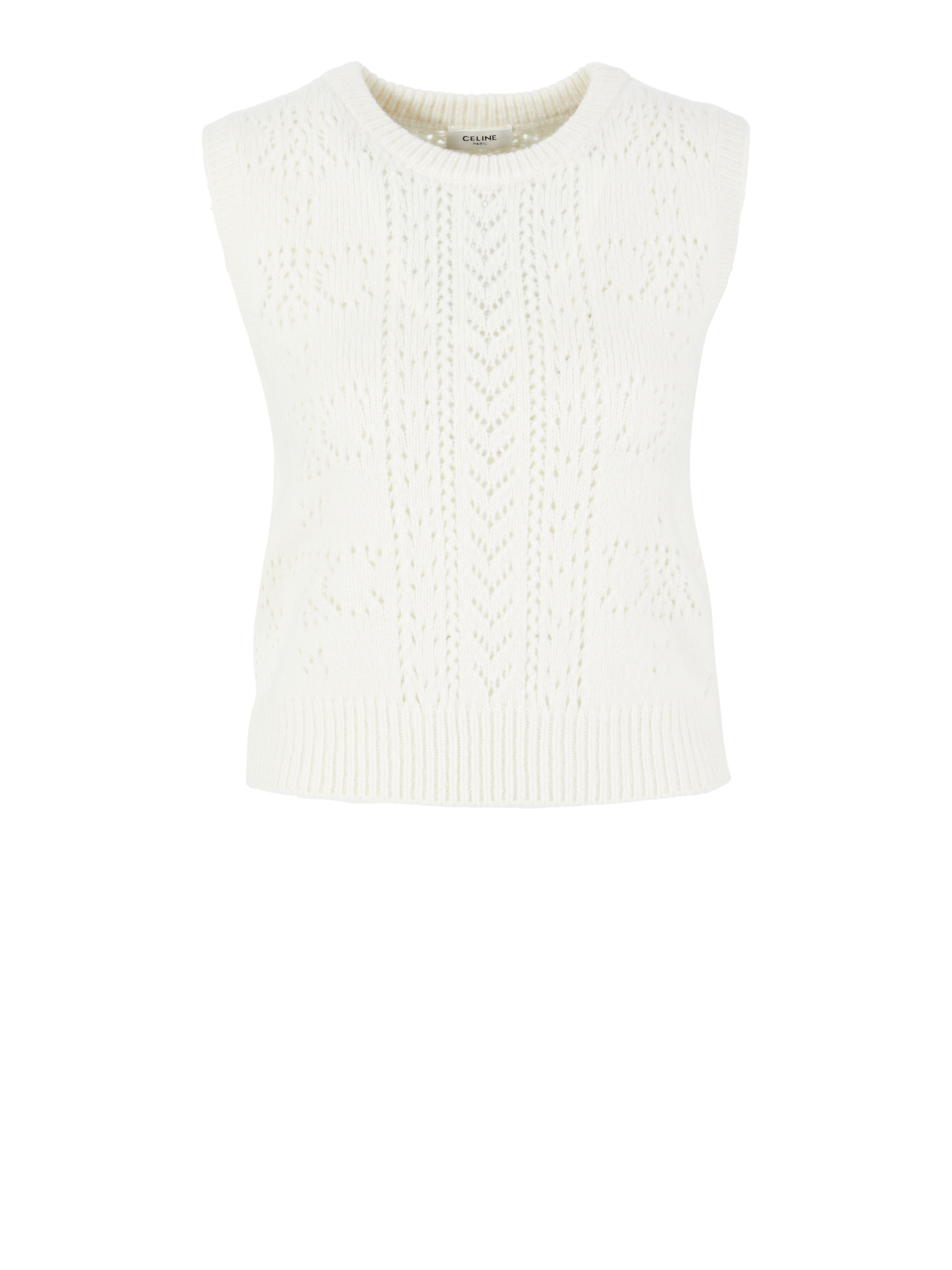 Cropped Cashmere-Wollpullunder Off White