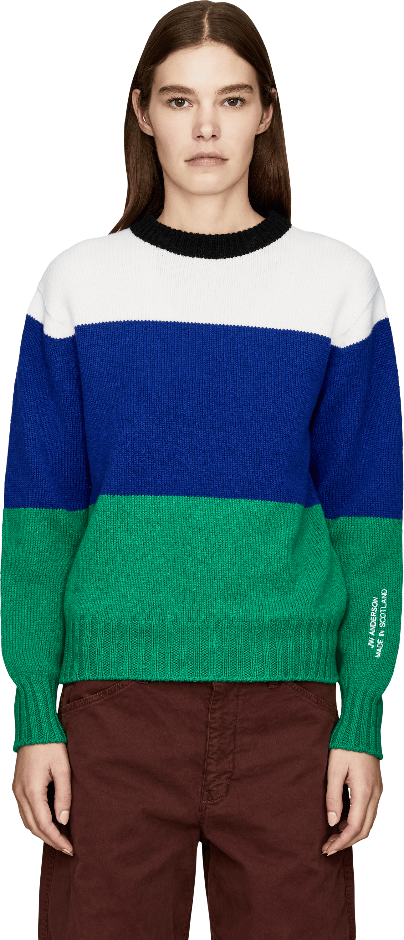 JW Anderson Gestreifter Strickpullover aus Merinowolle Multi, Frontansicht – UNGER.DE