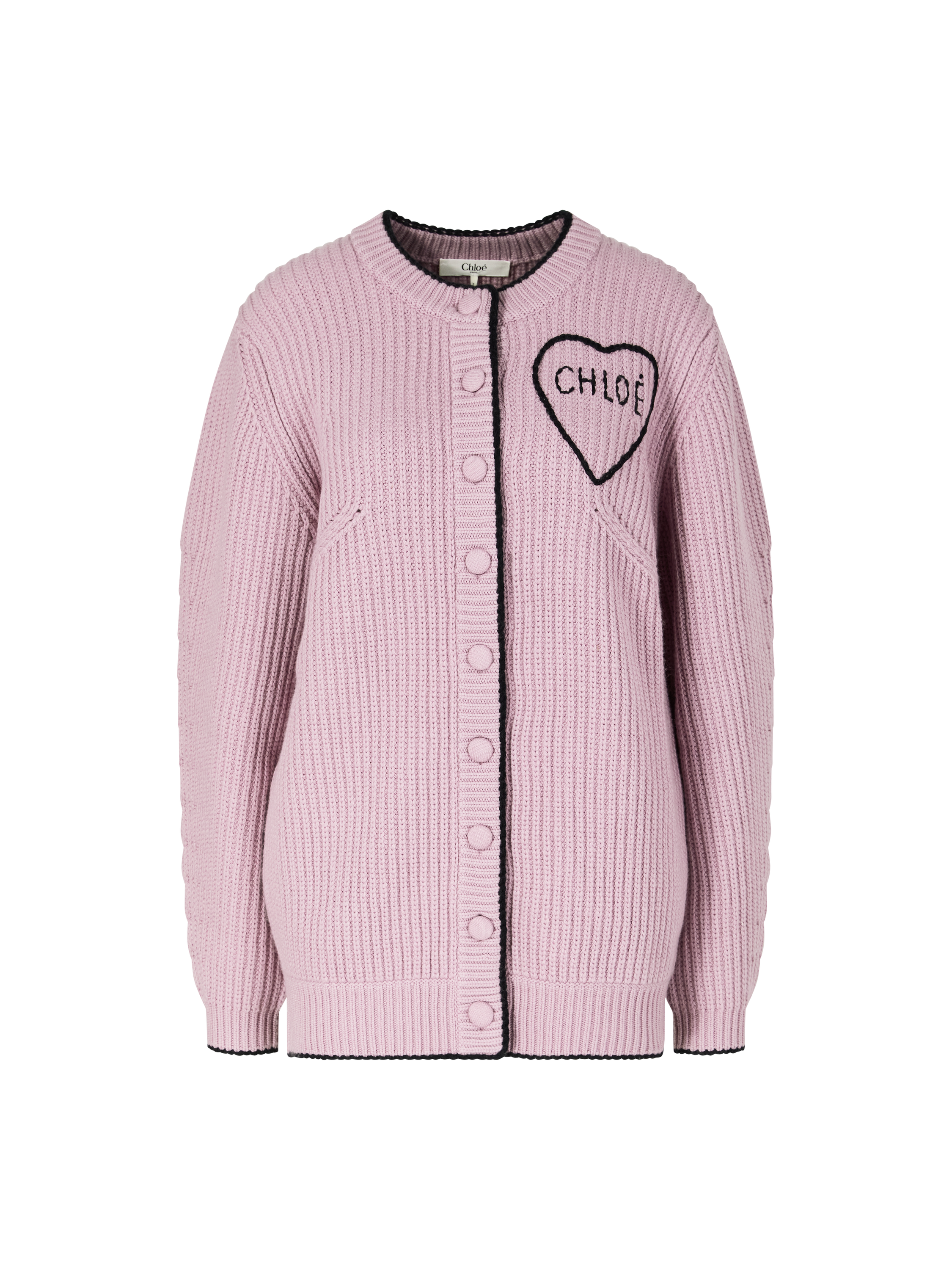 Woll-Cashmere-Strickjacke mit Logo Violett