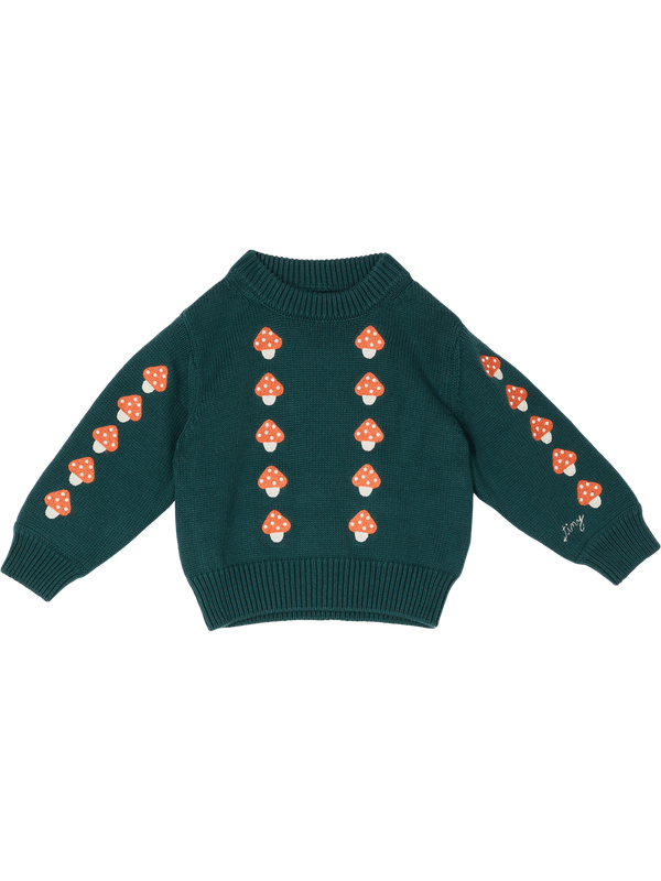 'Mini Mushrooms' Green Sweatshirt