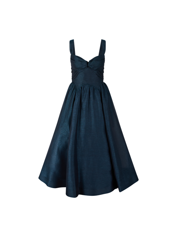 Leinen-Seidenkleid 'Rebellion Drape' Indigo