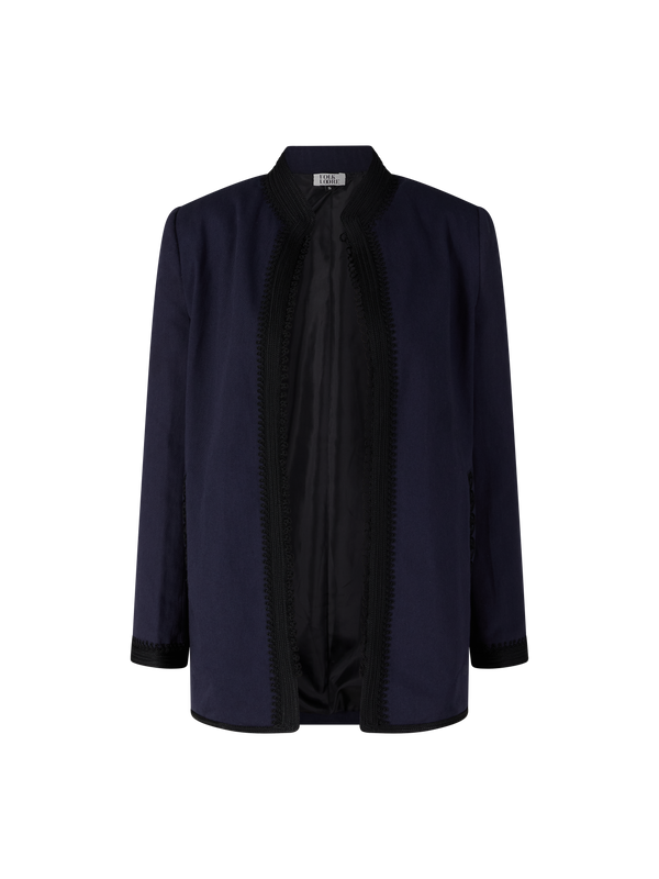 Blazer mit orientalischem Strickmuster Marineblau