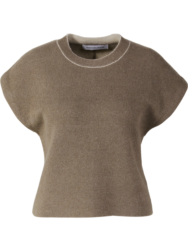 'Danise' cashmere and silk top, taupe/alabaster