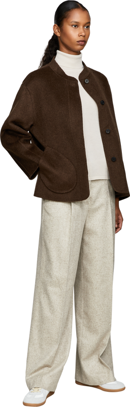 'Rockdale' short-sleeved jumper in Alabaster cashmere