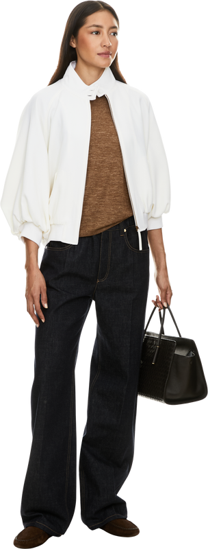 Kurzärmeliger Cashmere-Seidenshirt Braun