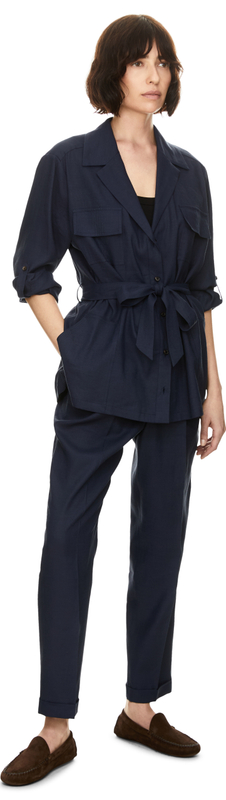 Bluse mit Bindegürtel Marineblau