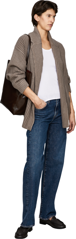 Cashmere-Strickjacke 'Panea' Taupe Stonewashed