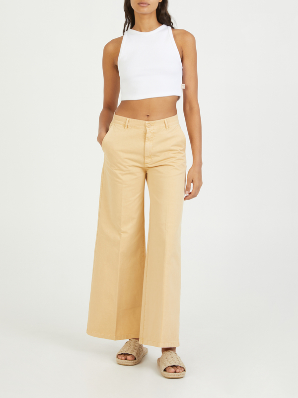 Wide-Leg Stoffhose Gelb