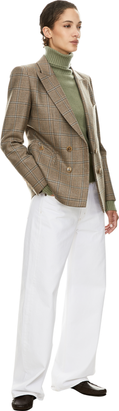 Olive-green cashmere jumper with a roll neck