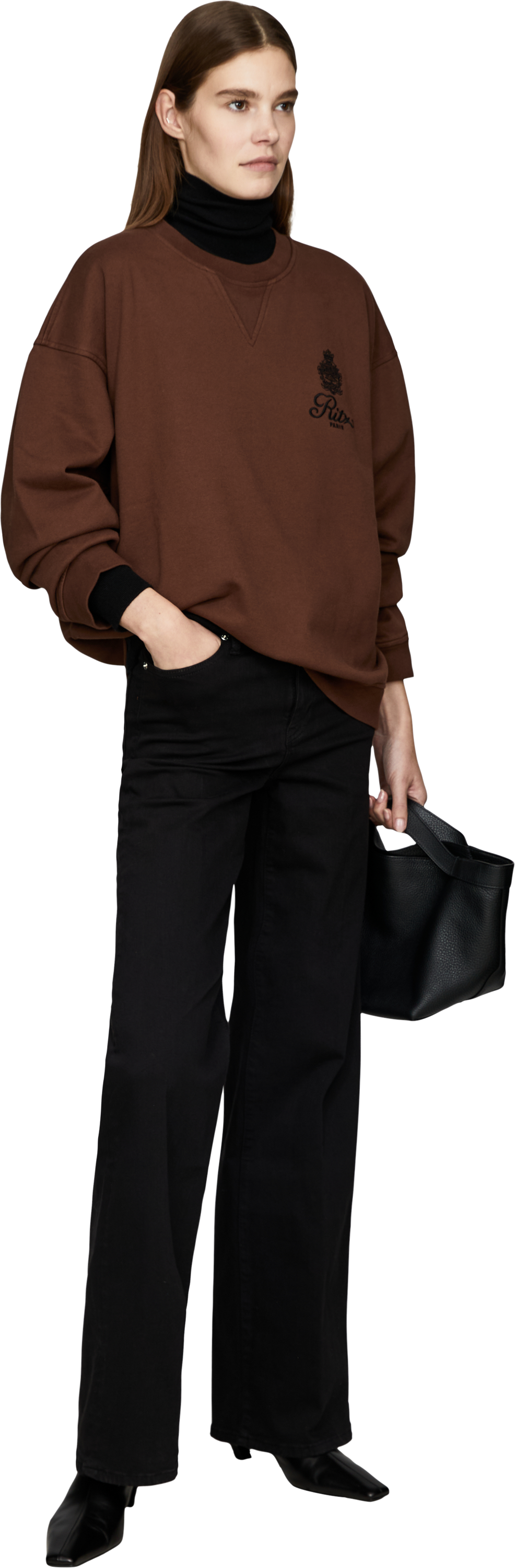 Frame Straight-Leg Jeans 'Le Slim Palazzo Long' Schwarz, Modelansicht – UNGER.DE