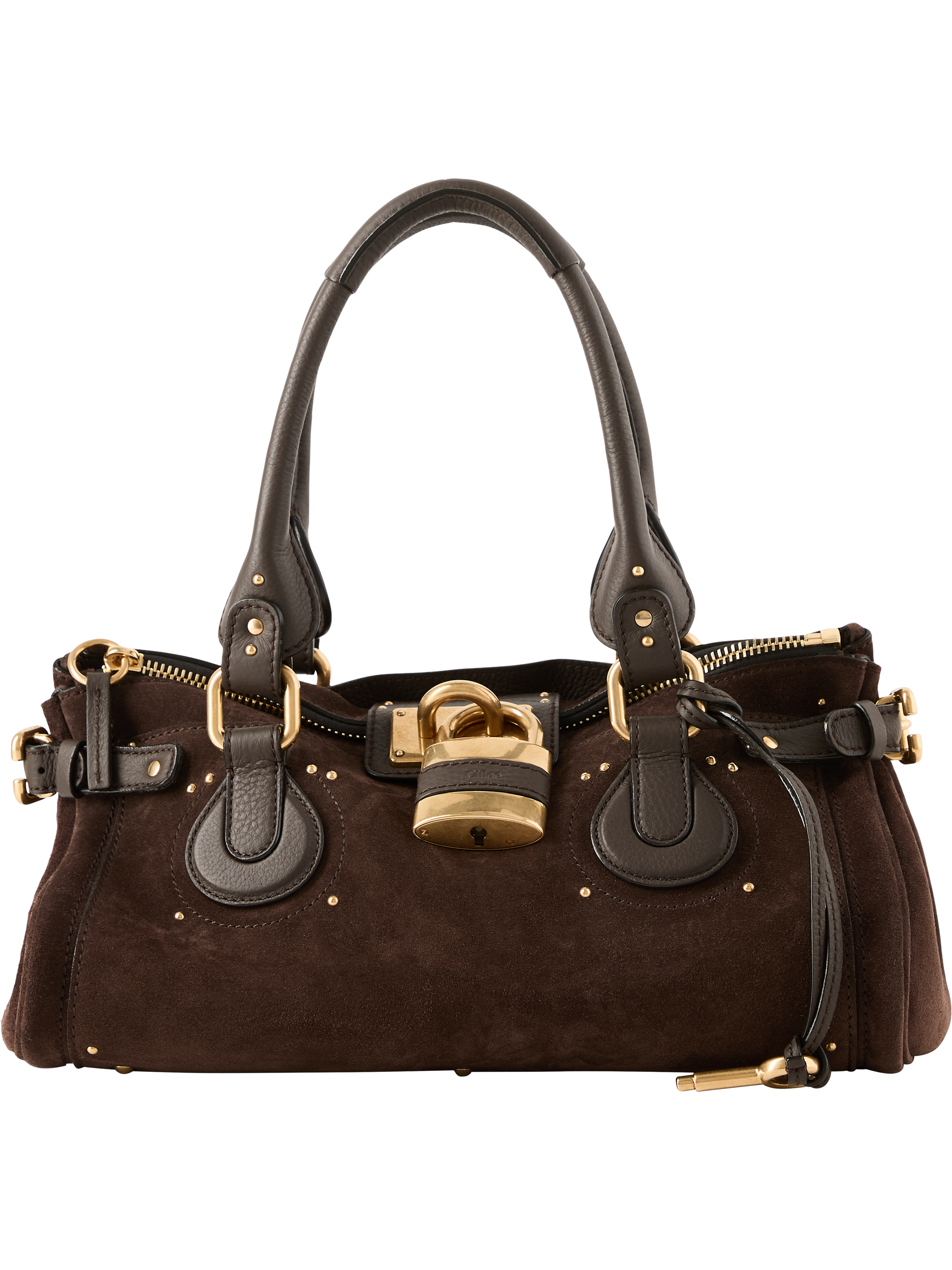 Chloé Schultertasche 'Paddington' aus Veloursleder Kohl Brown, Produktansicht – UNGER.DE