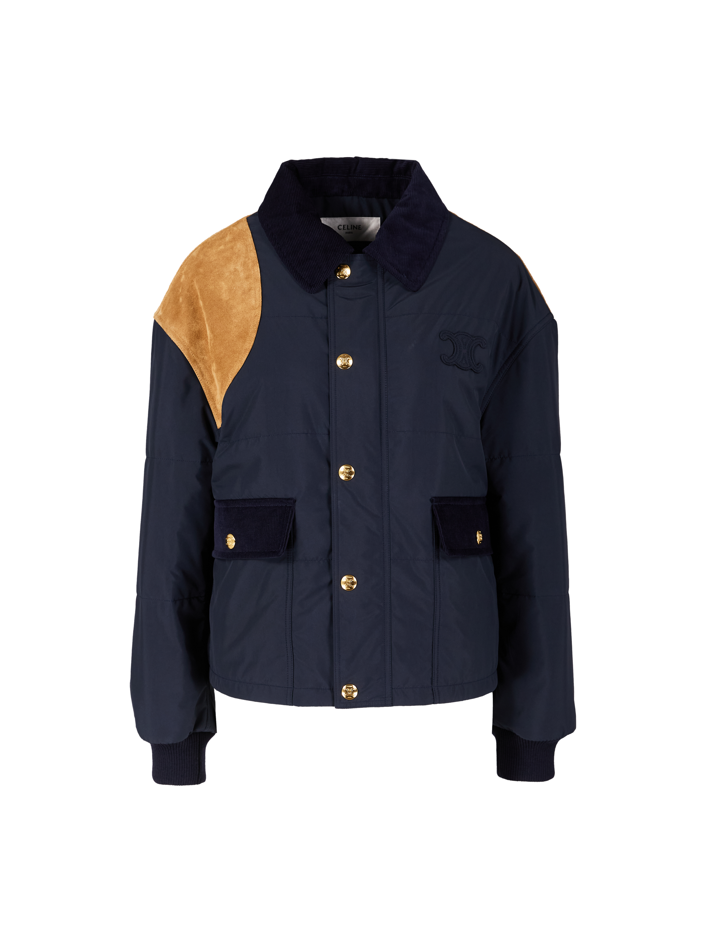 Triomphe Jacke mit Veloursleder-Detail Marineblau
