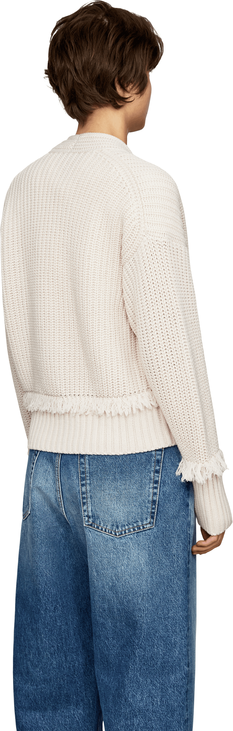 Iris von Arnim Philipa Fringes’ ‘Alabaster’ cashmere cardigan, Back view – UNGER.DE