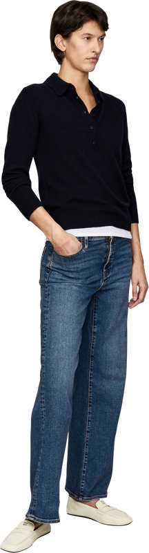 Cashmere-Seidenpullover 'Kelisa' mit Polokragen Navy