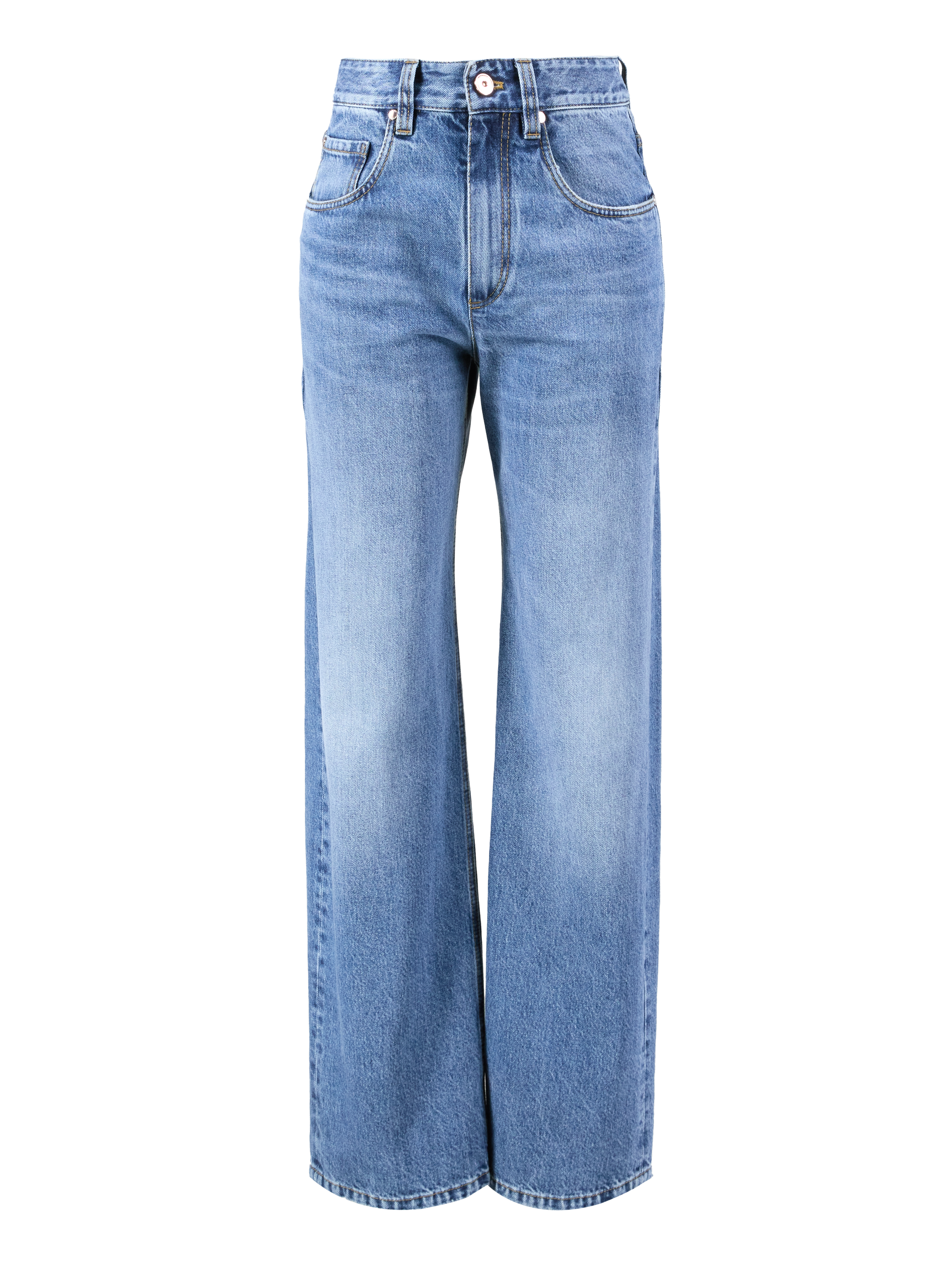 Straight-Leg Jeans Mittelblau