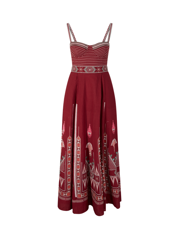 Midikleid 'Elida' mit Ballerina-Stickerei Rot